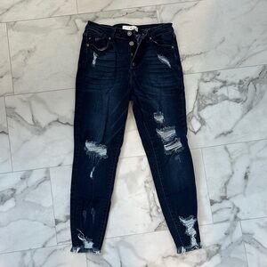 KanCan Dark Indigo Distressed Boyfriend Jeans